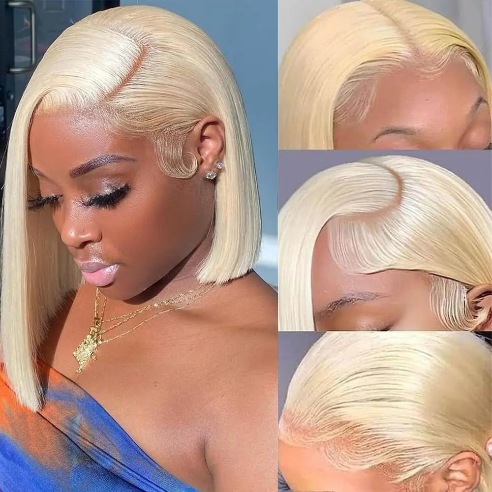 YATUWIN Blonde Wig Human Hair Bob Wig Human Hair 13X4 Bob Lace Front Wigs Human Hair 180% Density Straight Bob Human Hair Wig with Baby Hair 613 Lace Front Wig Human Hair HD Lace Wig 12 Inch