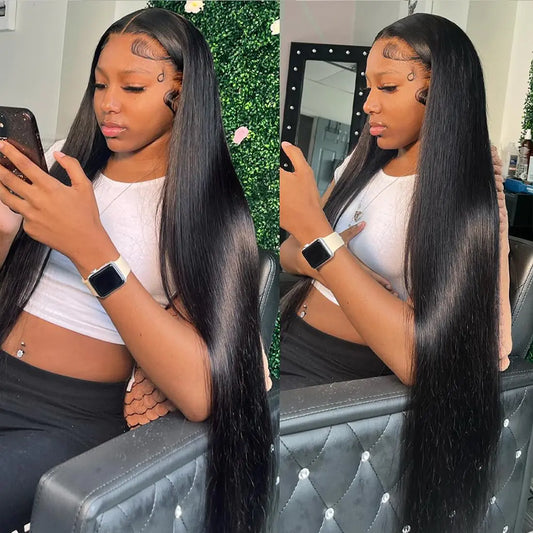 NOLLIPOPCO 32 Inch 13x6 Lace Front Wigs Human Hair HD Straight Lace Front Wigs Human Hair Pre Plucked 180% Density 12A Human Hair Lace Front Wigs Glueless Wigs Human Hair for Black Women