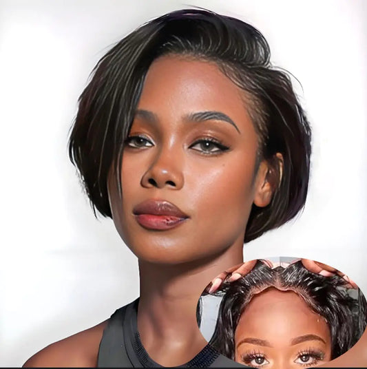 Ksfull Pixie Cut Wig Human Hair Straight 13X4 HD Lace Front Wigs Wear and Go Glueless Wigs Human Hair Pre Plucked Pre Cut Short Wigs for Women Human Hair Frontal Wig Human Hair Natural Color