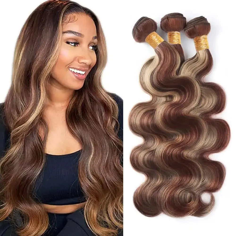 P33/613 Reddish Brown Body Wave Bundles – 100% Human Hair (20, 22, 24 Inch)