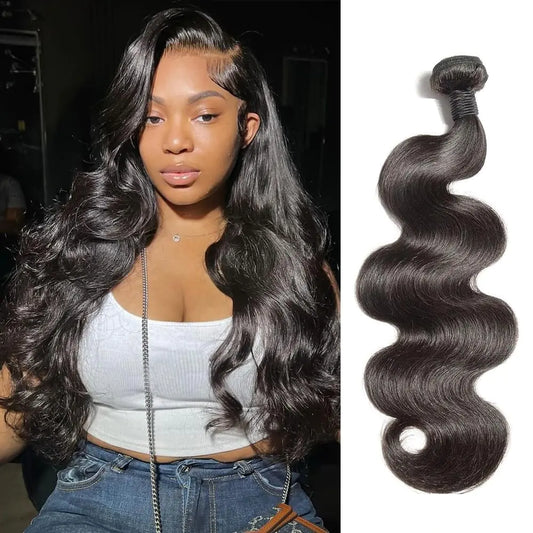 16 Inch Body Wave Bundles Human Hair 12A Human Hair Bundles Quick Weave Bundles Human Hair 100% Brazilian Bundels Human Hair Real Hair Extensions Natural Black Wavy Bundels Human Hair for Women