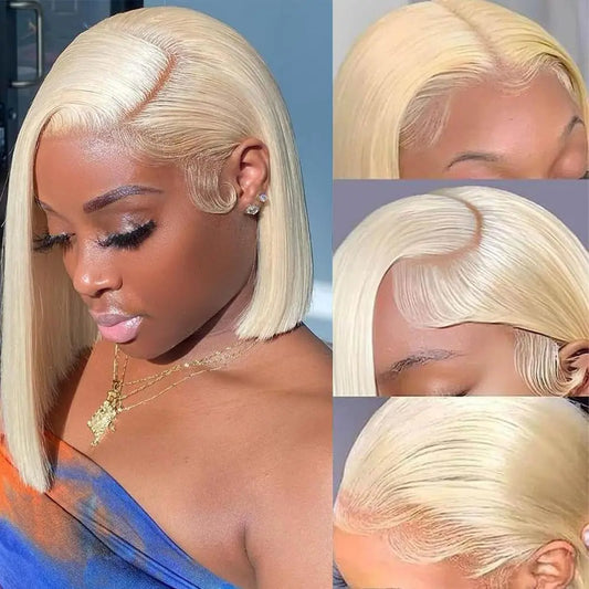 YATUWIN Blonde Wig Human Hair Bob Wig Human Hair 13X4 Bob Lace Front Wigs Human Hair 180% Density Straight Bob Human Hair Wig with Baby Hair 613 Lace Front Wig Human Hair HD Lace Wig 12 Inch